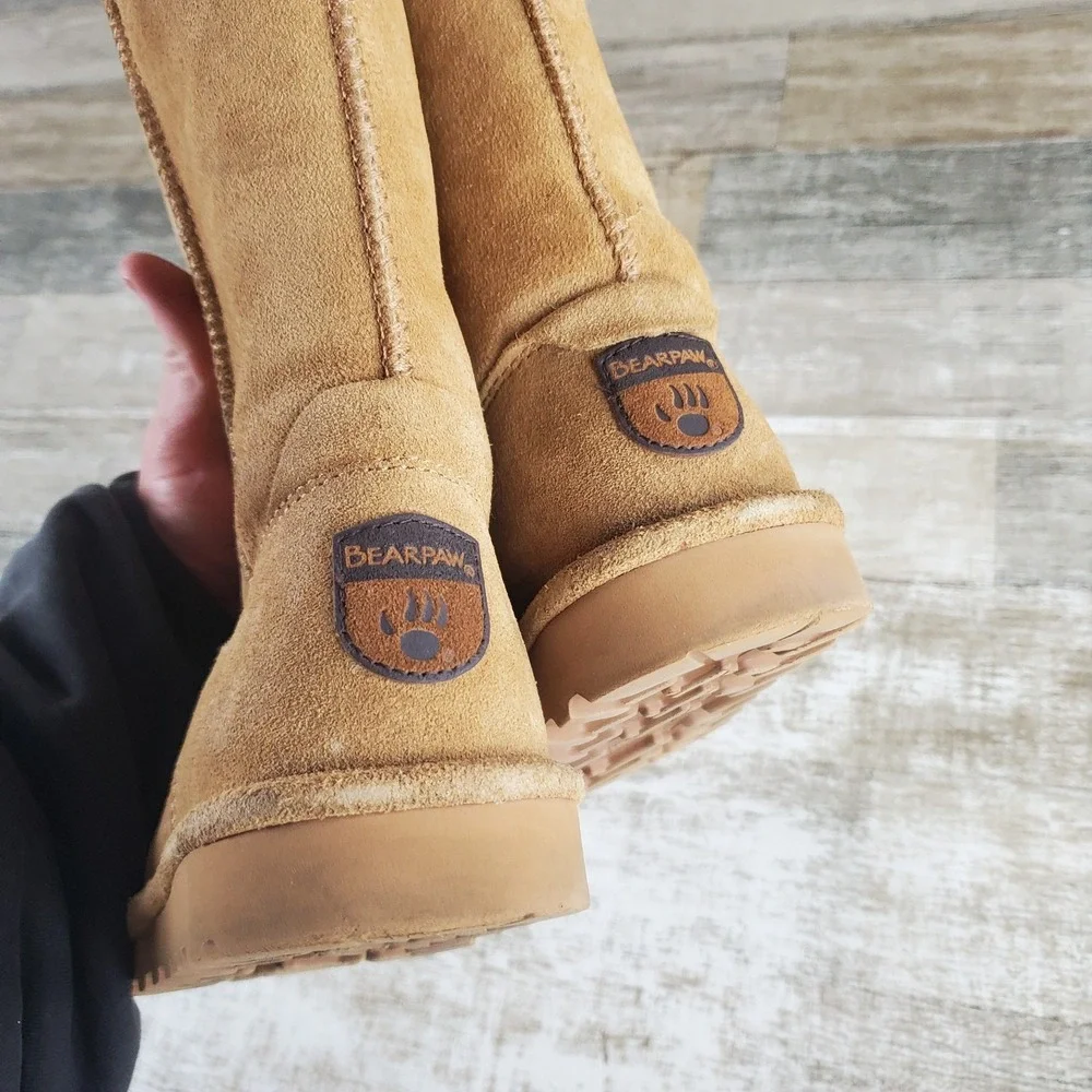 Bearpaw Elle Tall Hickory Womens Mid-Calf Boots Sz 7 Iced‎ Coffee Suede Slip On